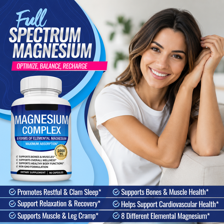 Herbal Supplements Immune Support Energy Supply Magnesium Complex Capsules 1800mg for Bone Muscle Recovery Adults Gluten-Free