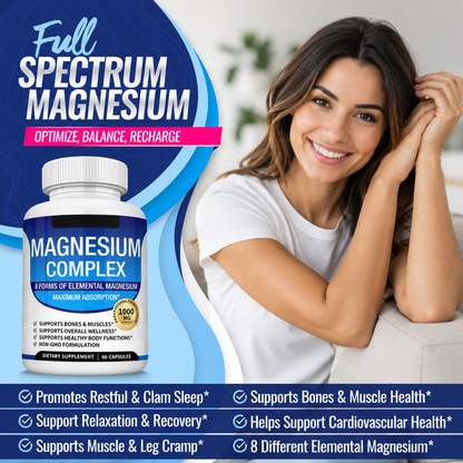 Herbal Supplements Immune Support Energy Supply Magnesium Complex Capsules 1800mg for Bone Muscle Recovery Adults Gluten-Free
