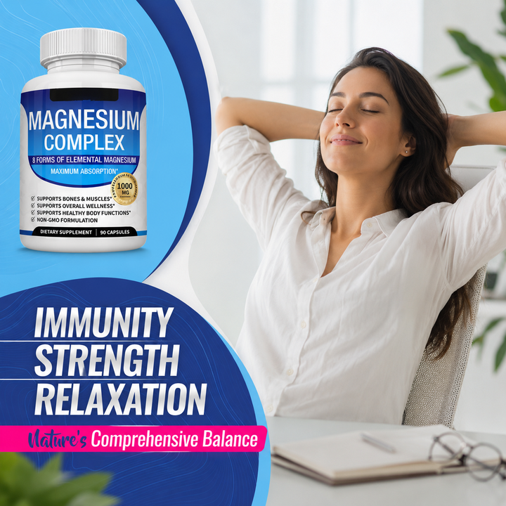 Herbal Supplements Immune Support Energy Supply Magnesium Complex Capsules 1800mg for Bone Muscle Recovery Adults Gluten-Free