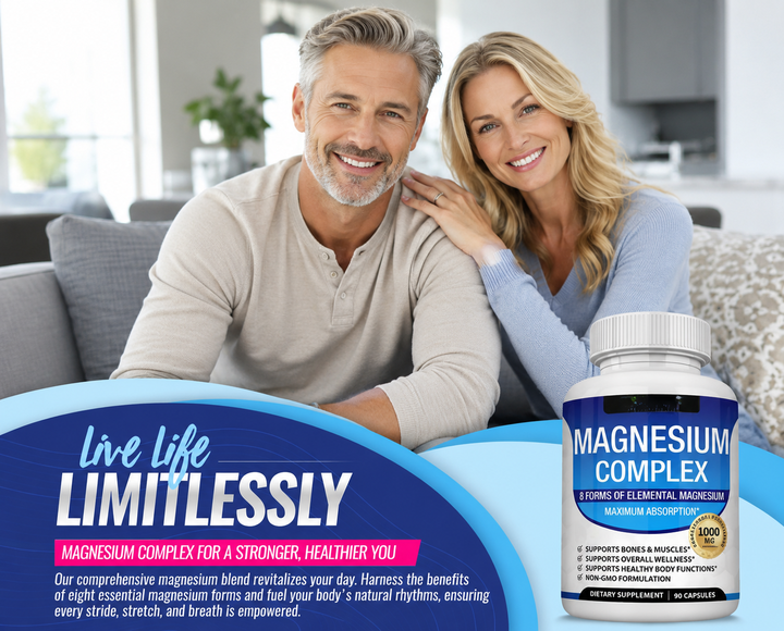 Herbal Supplements Immune Support Energy Supply Magnesium Complex Capsules 1800mg for Bone Muscle Recovery Adults Gluten-Free