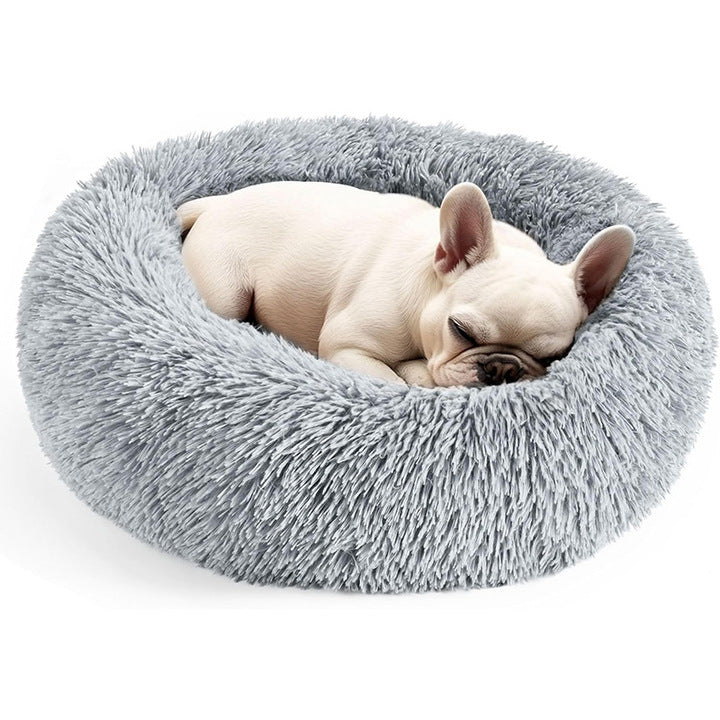 Long Plush Winter Warmth Dogs Bed Anti-Anxiety Washable Round Bed Round Plush Winter Cat Mat Cats Bed for Small Dogs Cats Pets