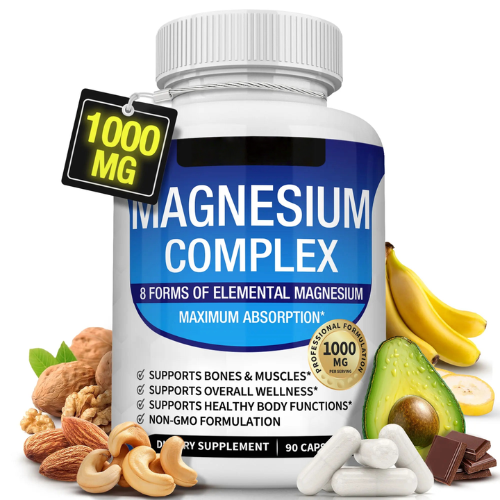 Herbal Supplements Immune Support Energy Supply Magnesium Complex Capsules 1800mg for Bone Muscle Recovery Adults Gluten-Free