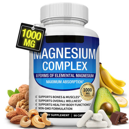 Herbal Supplements Immune Support Energy Supply Magnesium Complex Capsules 1800mg for Bone Muscle Recovery Adults Gluten-Free